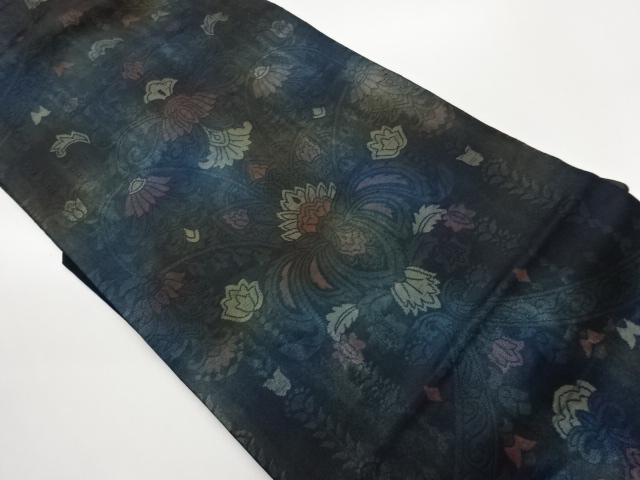 JAPANESE KIMONO / FLORAL ARABESQUE PATTERN WOVEN NAGOYA OBI